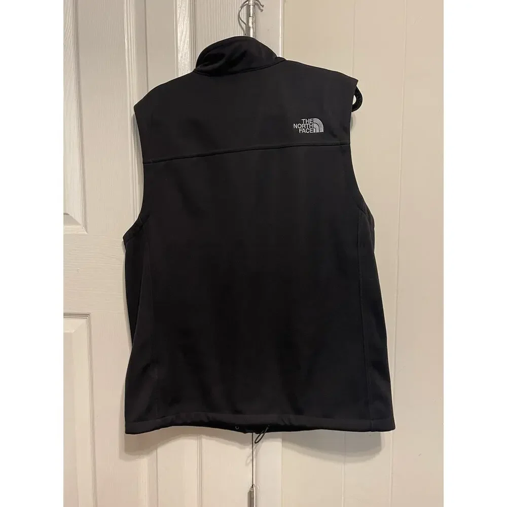 The North Face Mens Company Logo Black Ridgewall Windwall Soft Shell Vest L EUC